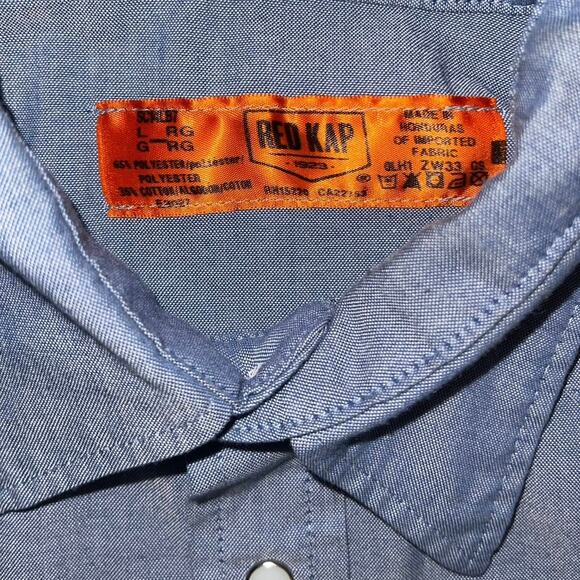 Red Kap Long Sleeve Shirt Blue Size Large 2 pocket uniform utility Workwear - Picture 3 of 3